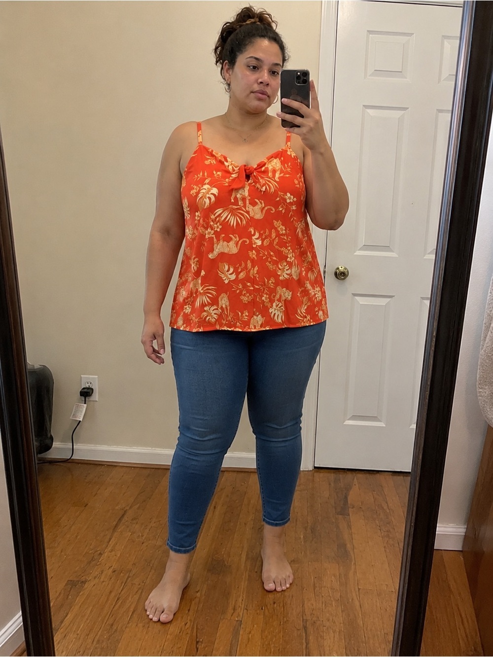 TORRID Sophie Washable Gauze Tie Front Orange Swing Cami